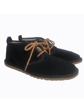 UGG Maksim Chukka Boots Black Suede Leather Wool Lined US 9